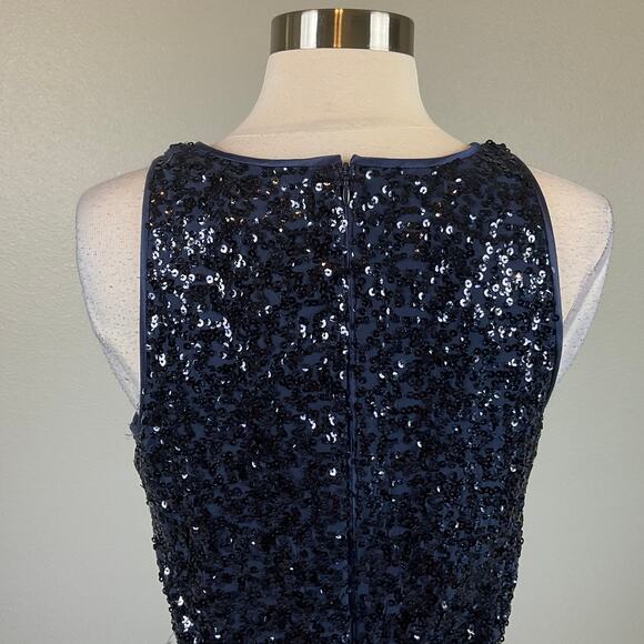 Eliza J Sequined Sleeveless Midi Sheath Cocktail Dress Blue Size 8 Round Neck - Picture 6 of 12